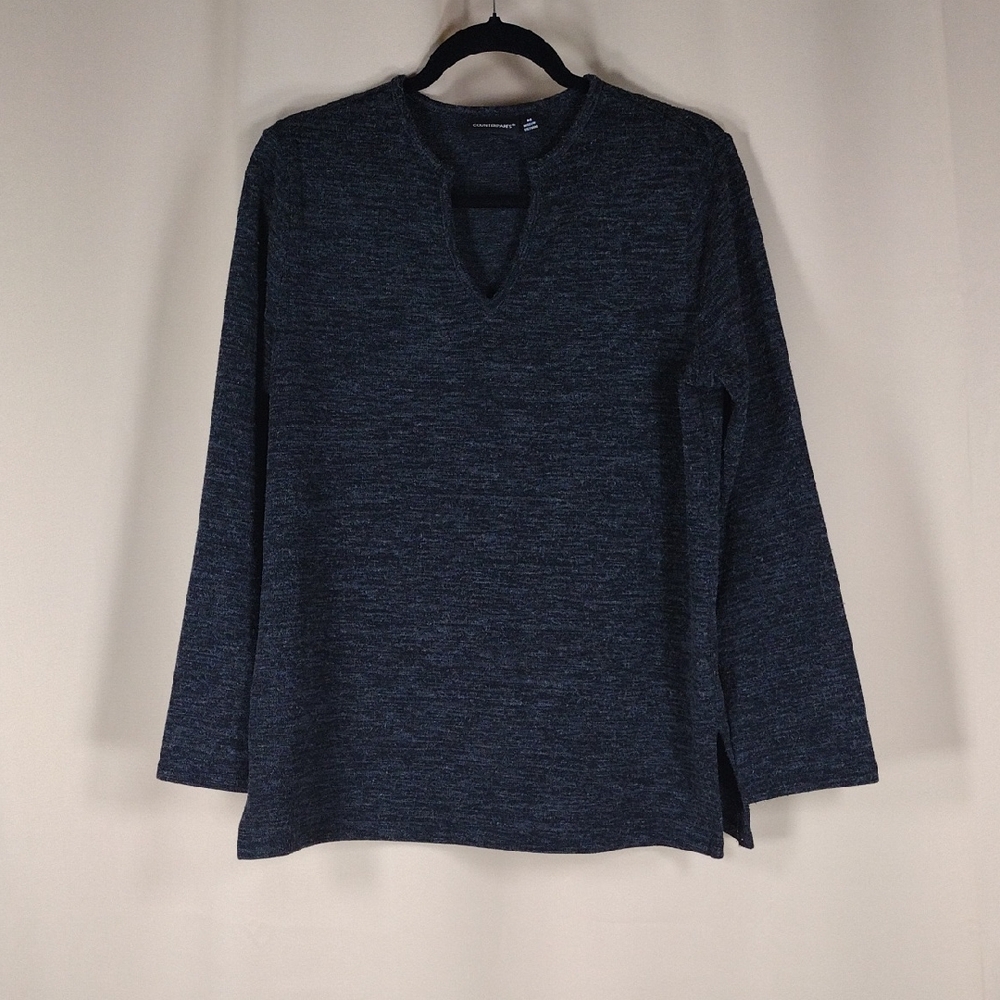 Counterparts Blouse Women’s Medium Charcoal Knit Stretch Spandex Casual Top